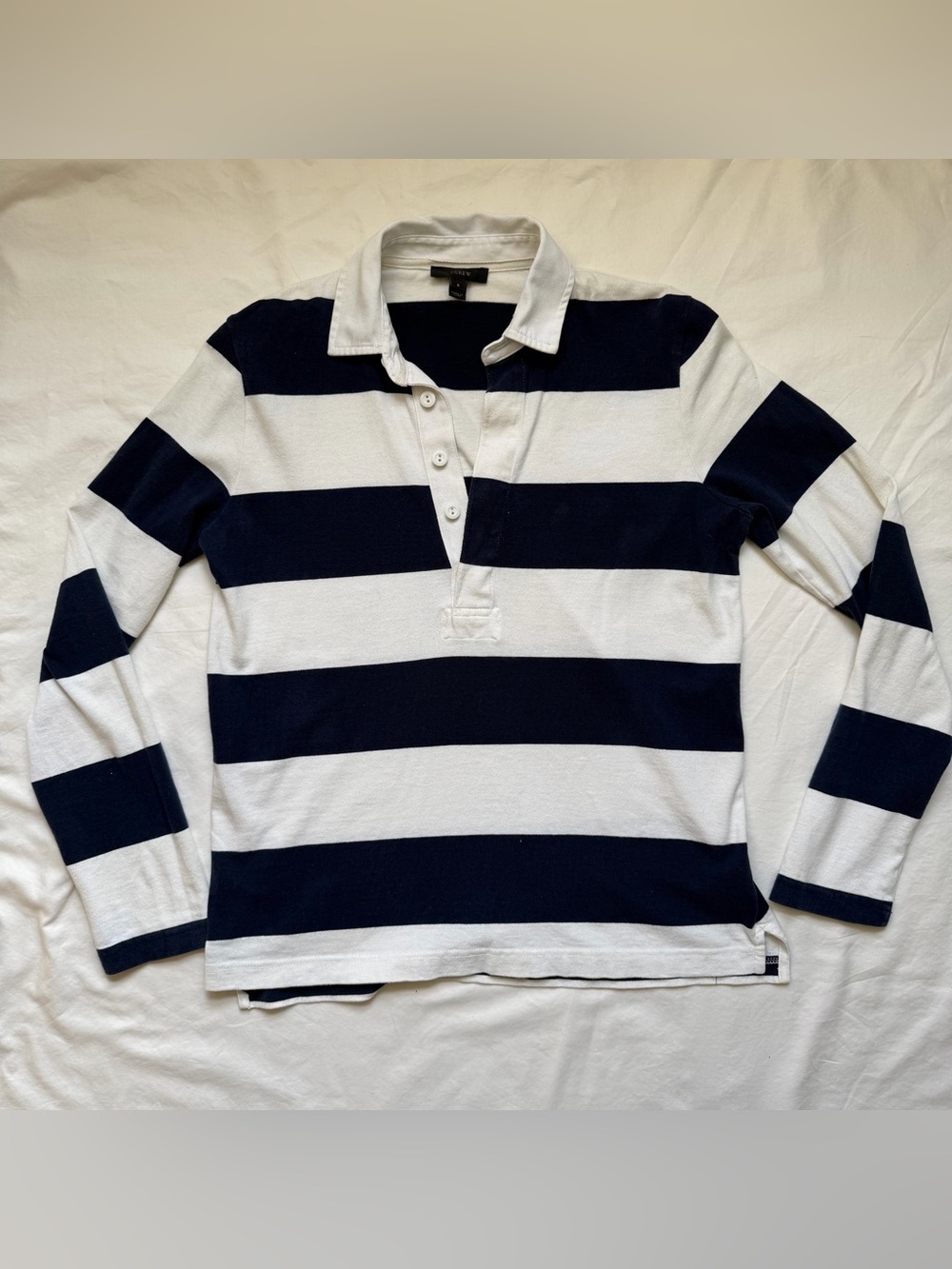 J Crew Navy and White Polo Rugby Shirt